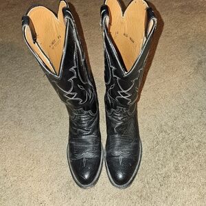 Lucchese Boots Men's Black Full Quill Ostrich Size 8.5D